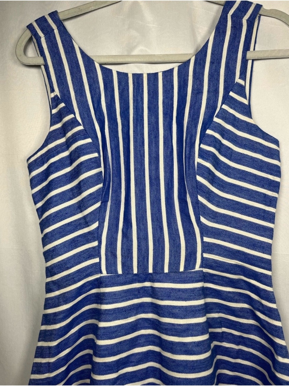 🛍️Vineyard Vines Blue and White Striped Sleeveless A-Line Linen Dress - Picture 4 of 11